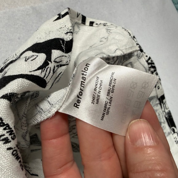 Reformation Temecula Womens 4 Comic Book Print Linen Mini Dress Puff Sleeve - Picture 4 of 10